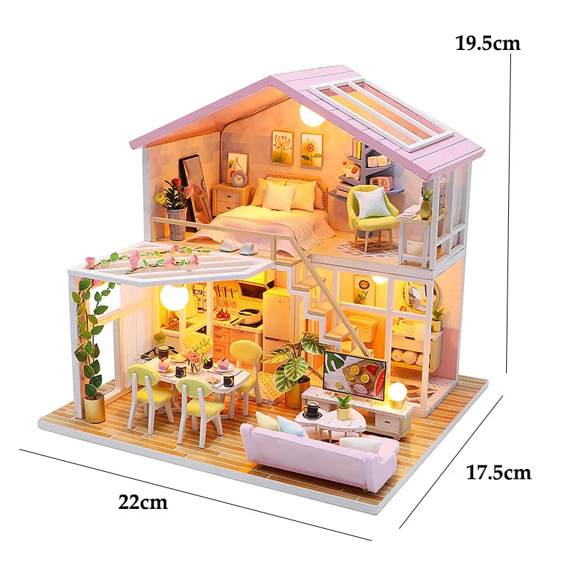Wooden Miniature Doll House 3D Puzzle Assembly