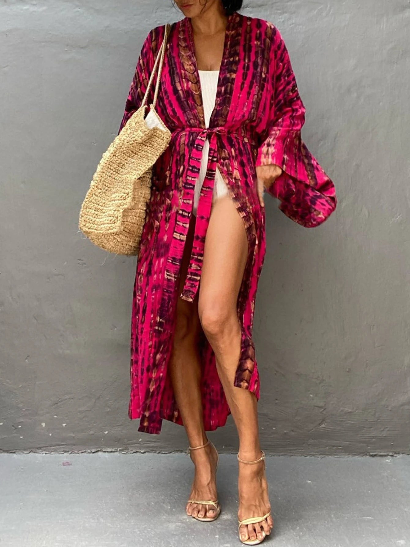 Women's Summer Kaftan Robe Cardigan Ethnic Style Printed Kimono Beach Vacation Casual Loose Large Size Cardigan Bikini Swimsuit