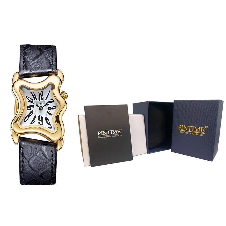 2026 Unique Canteen Shape Y2K Watch Vintage Quartz Watch 30M Waterproof Roman Dial Leather Strap Unisex Gift Twisted Wristwatch