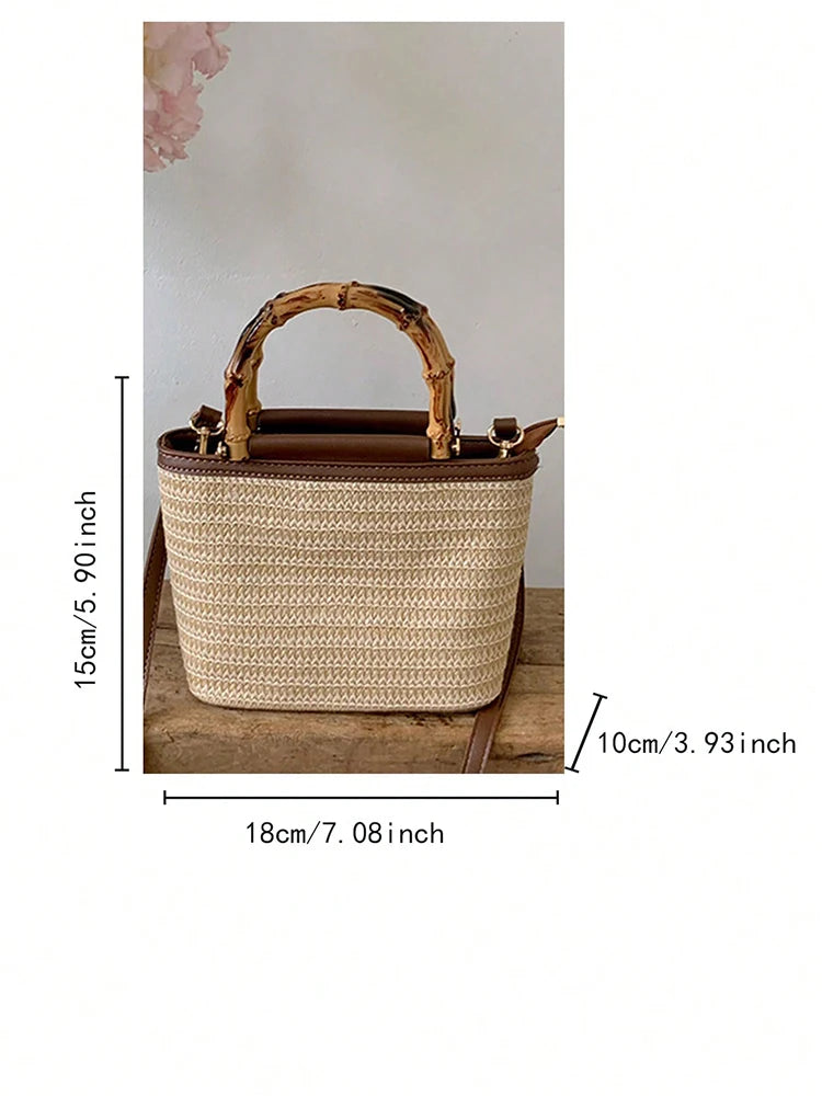2025 new summer woven bag fashion crossbody bag bucket bag shoulder bag casual women's daily commuting bag beach bag handbag