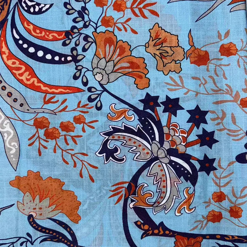 European and American Retro Fashion Printed Bohemian Plus-Size Long Easter One-Piece Cover-Up Summer Beach Vacation Swimsuit Outerwear Kimono Cardigan Robe Sun Protection Clothing Trendy