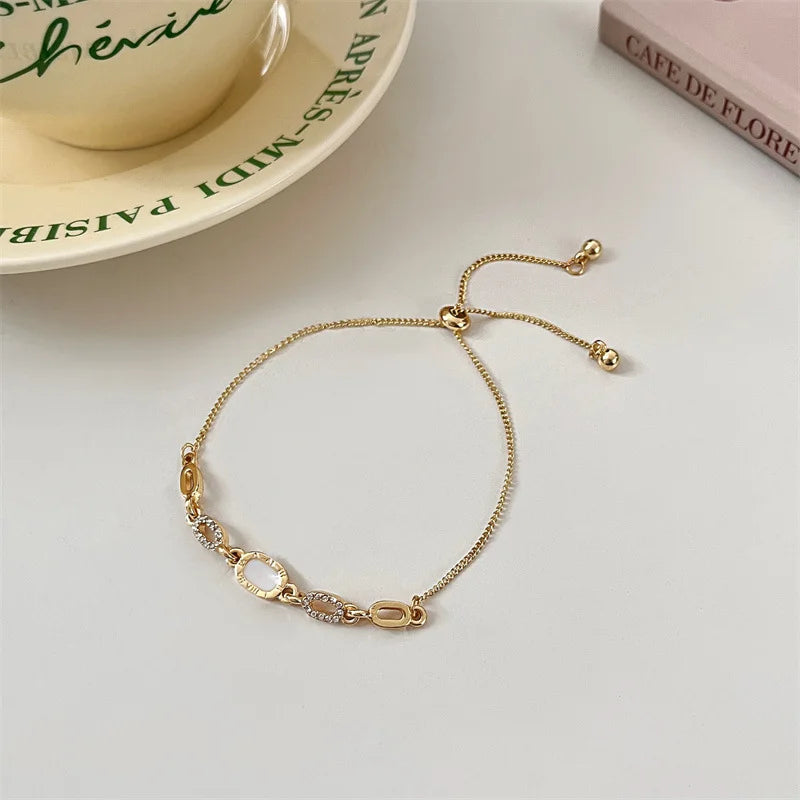 Luxury Geometric Gold Plated Zircon Bracelet for Women
