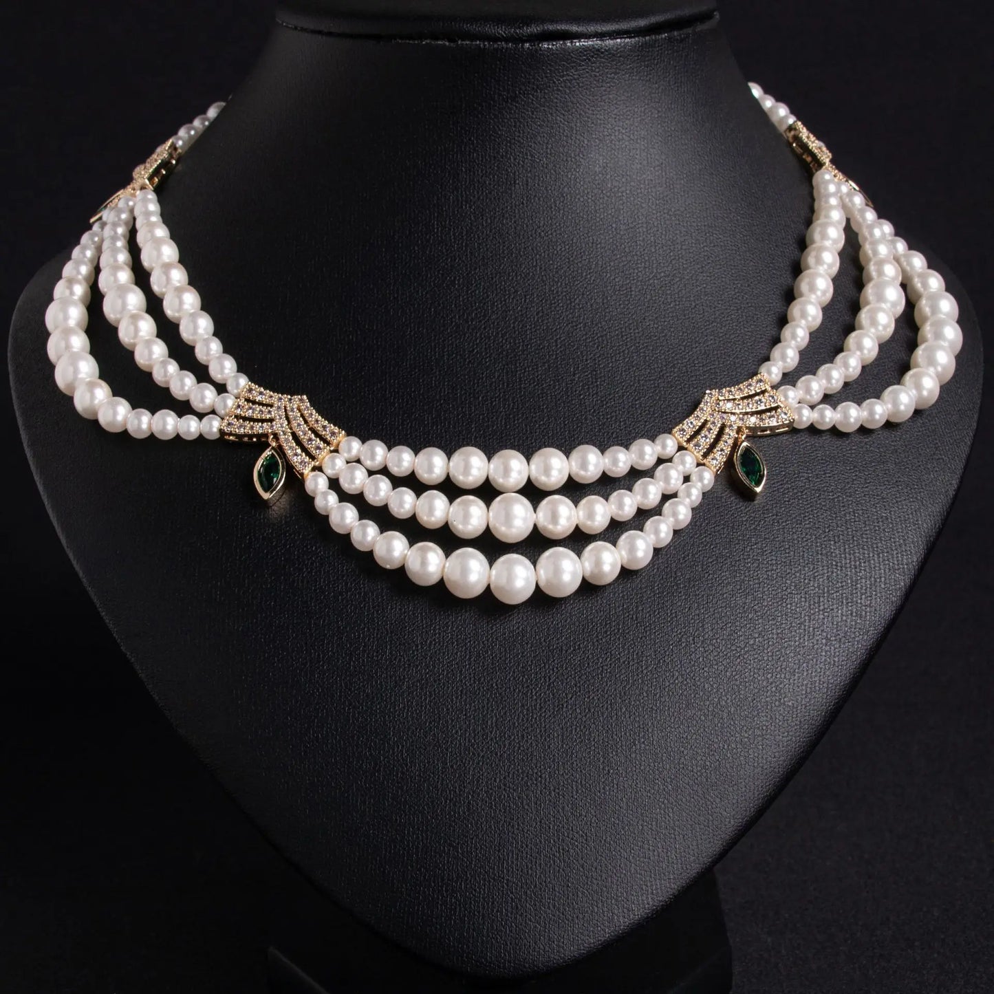 Fashion Pearl Ripple Shape Original Delicate Jewellery Necklace Earrings Set Prom Daily Wedding Party Saudi Women Travel M-606