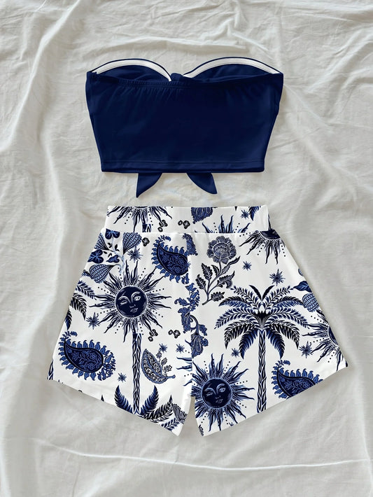 Women's summer vacation print 2-pieces Paris fashion in found today
