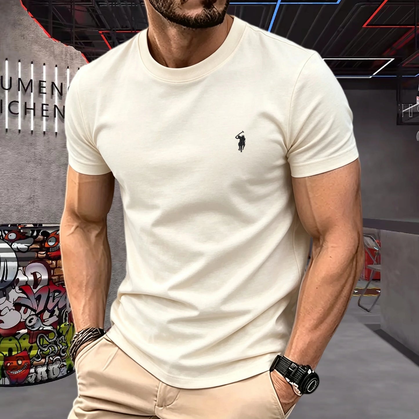 brand round neck short sleeved men's 2026 summer fashion