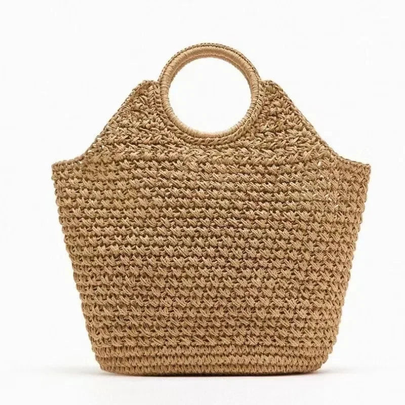 Woven Banquet Handbag Summer Bohemian Seaside Vacation Beach Bag Fashionable Advanced Clip Crossbody Bag Brand Women's Woven Bag