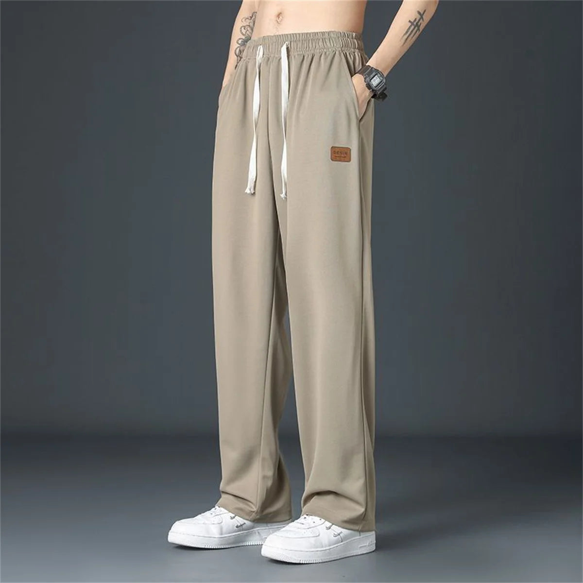 Black Straight Pants for Men's