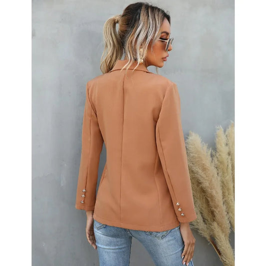Double Breasted Outerwear Office Lady Long Sleeve Solid Jackets Spring Autumn New