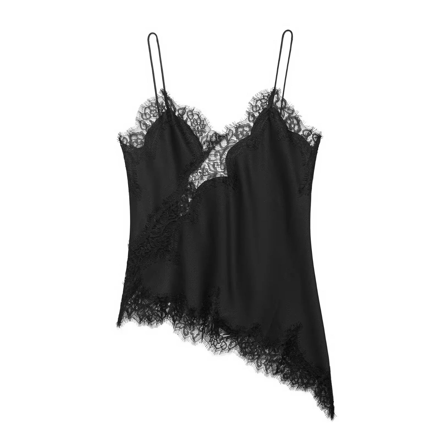 HH 2026 Summer Polka Dot Tops For Women Fashion High Street Asymmetrical Lace Patchwork Tanks Elegant Women Backless Camisole