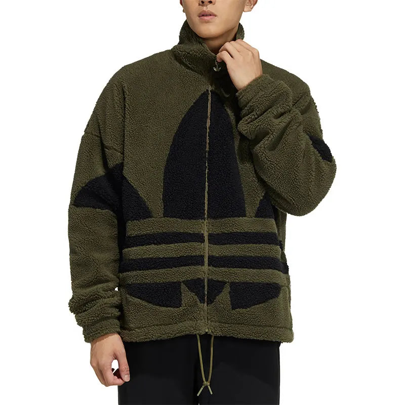 Adidas genuine clover men's and women's imitation lamb wool sports jacket jacket HC0326