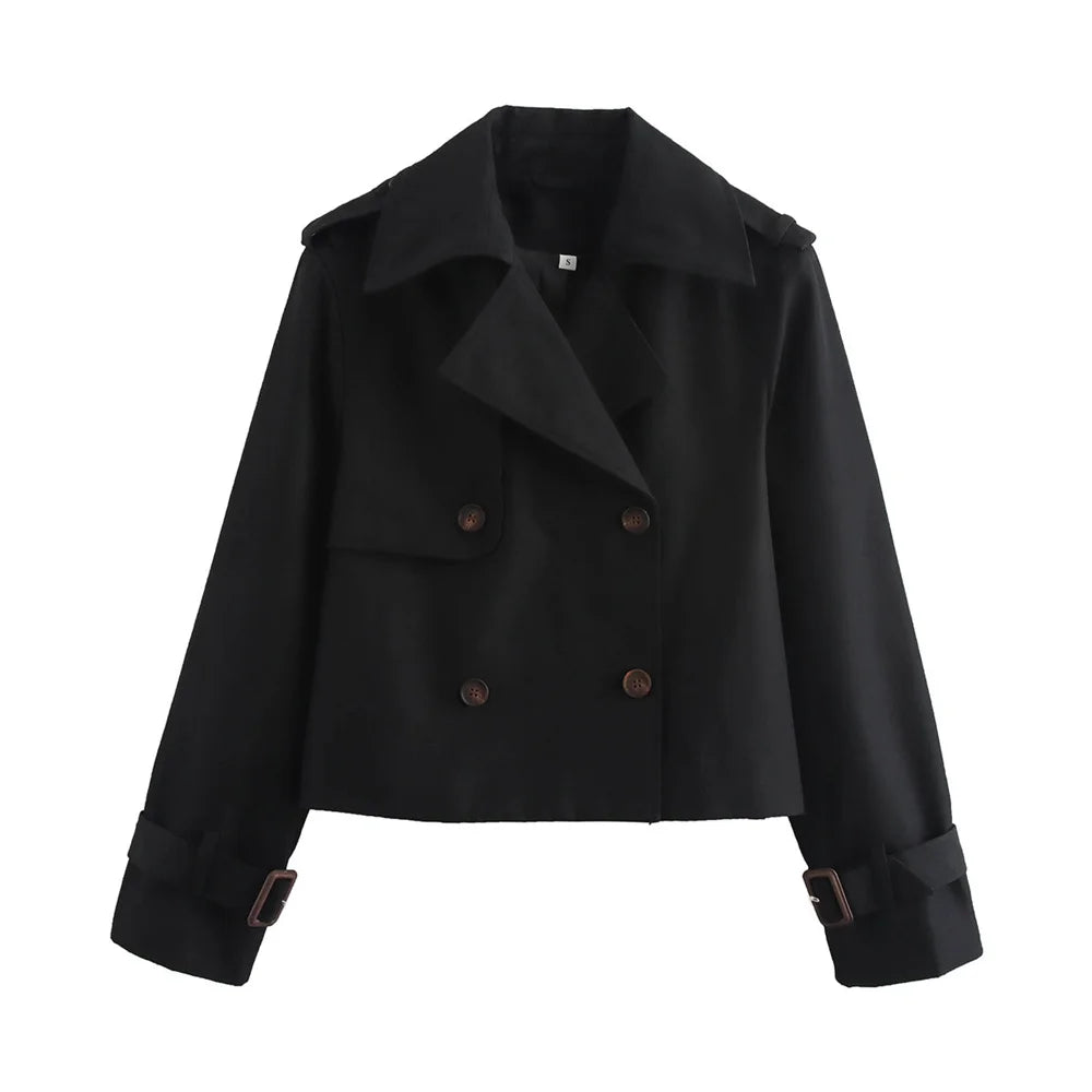 Jacket Women Streetwear Double Breasted Long Sleeve Top Female Chic Coat Outfits