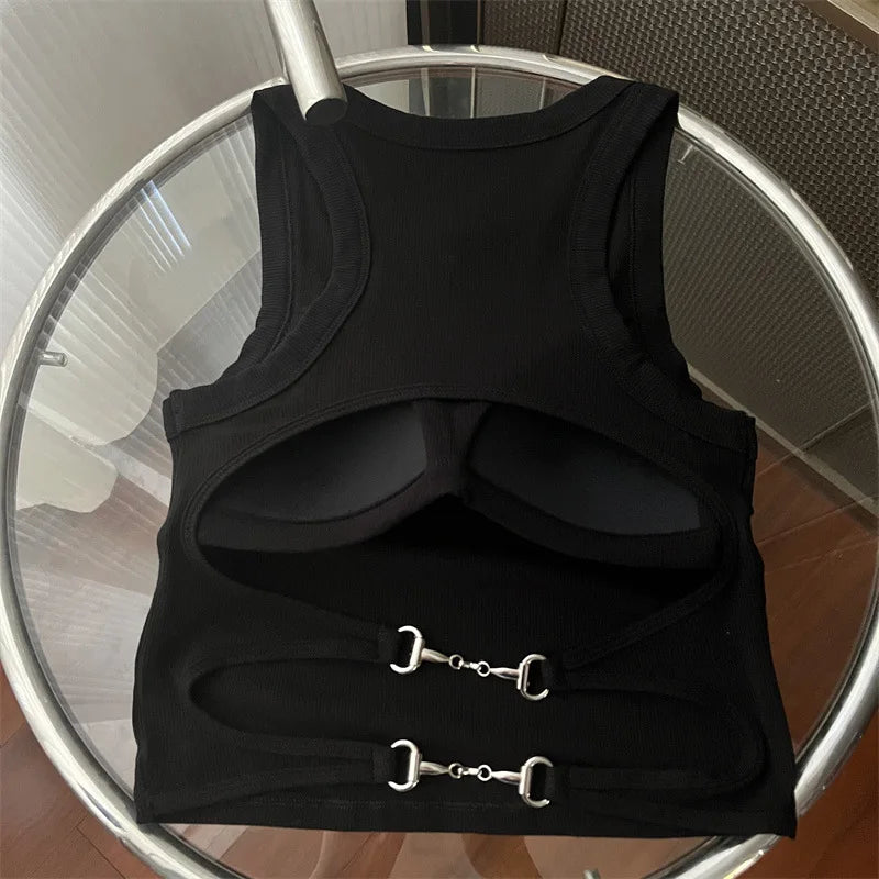 Sports Tank Tops With Bra Pad Casual Crop