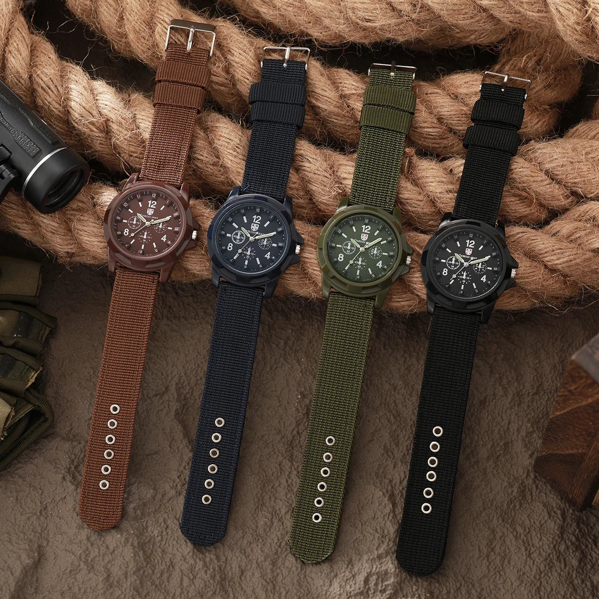 4PCS Men Military Watches Set Casual Sport Quartz Watch Nylon Band Male Clock Watch Relogios Masculino(Without Box)