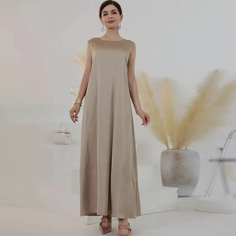 Abaya Inner Dress High Quality White Sleeveless