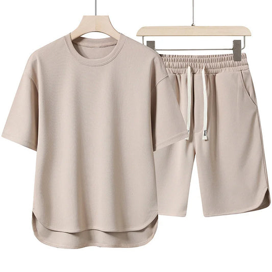 2026 Summer New Men Suit Round Neck Short Sleeve T-shirt+shorts Two Piece