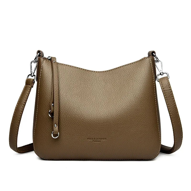 Genuine Brand Women's Soft PU Leather Shoulder Crossbody Bags Luxury Hand Bags Designer Ladies Messenger Commuting Sac A Main