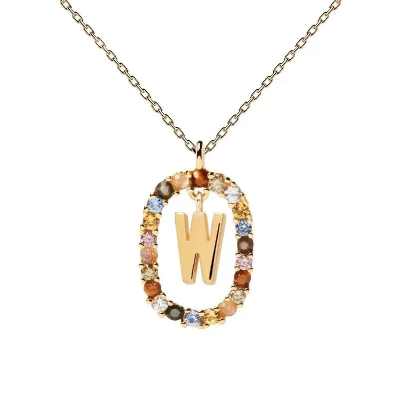 Creative A-Z Letter Pendant Women's Necklace Sweet Versatile Adjustable Chain Lobster Clasp Colorful Jewelry Popular 2026 Gift