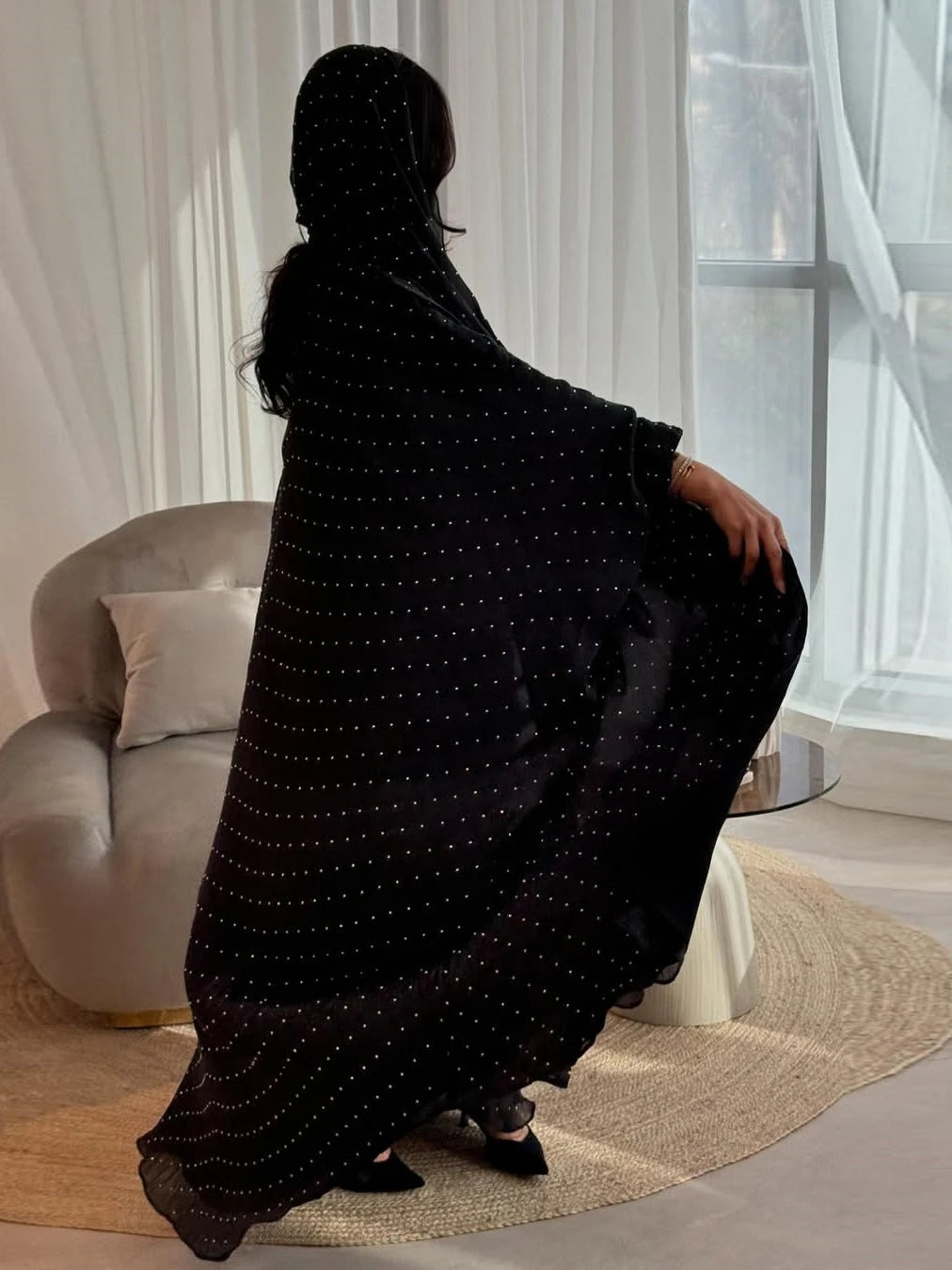 Abaya with Scarf Diamond 2 Piece Set Party Headscarf