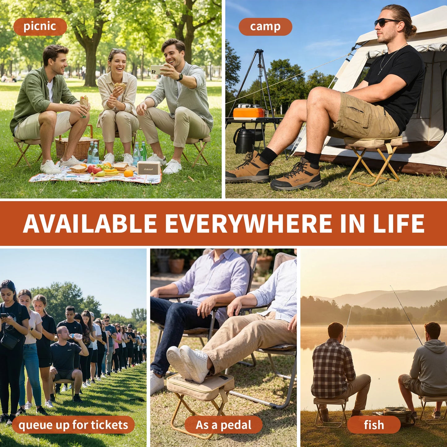 PRIMITIVE Portable Folding Stool Camping Outdoor Hiking Ultralight Foot Stool Travel Foldable chair Picnic Fishing Seat Tools