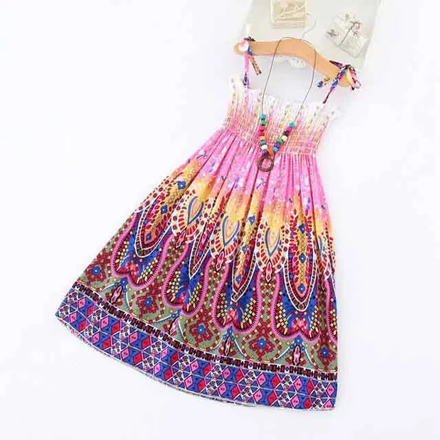 Floral Dress Sling Ruffles Bohemian Beach Princess Dresses for Girl Clothing