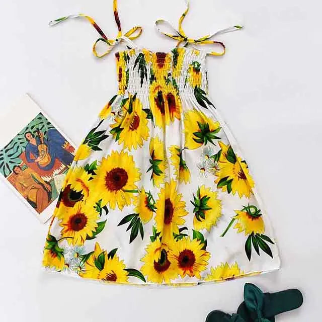 Floral Dress Sling Ruffles Bohemian Beach Princess Dresses for Girl Clothing