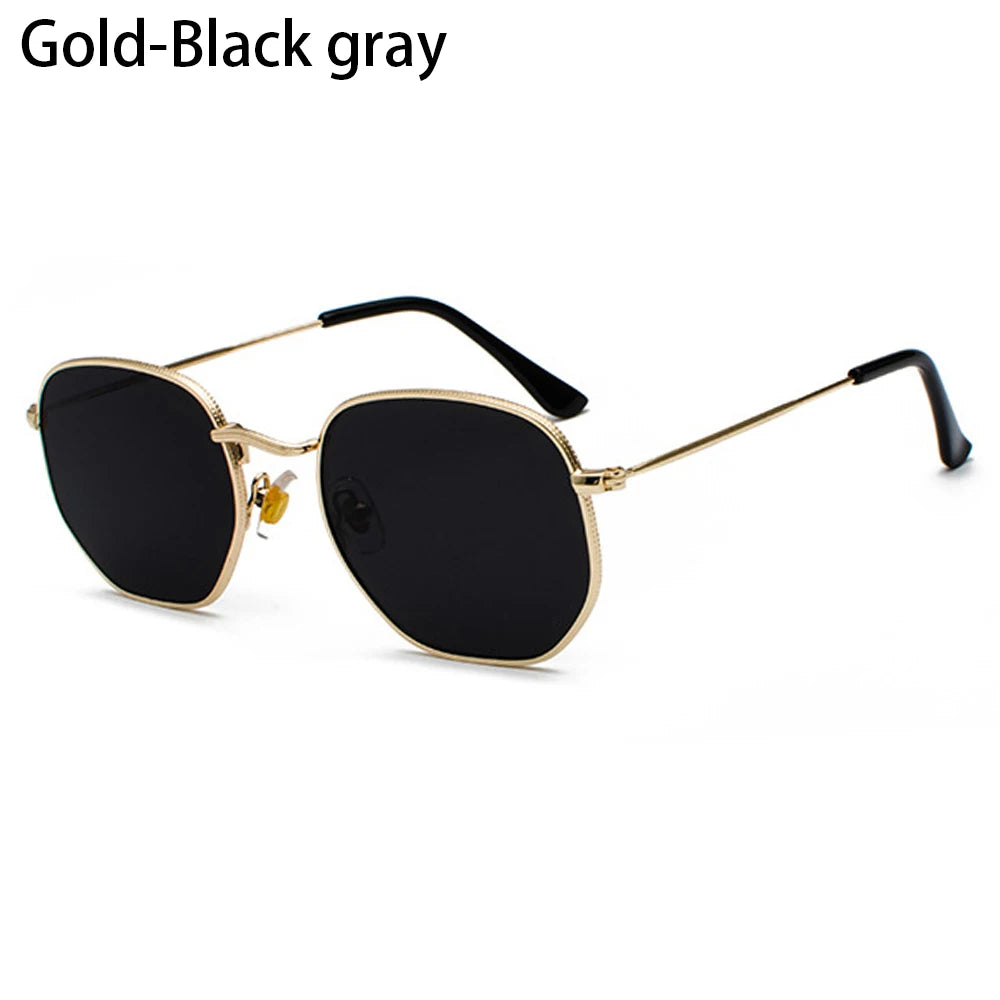 2021 Vintage Hexagon Sun Glasses Women Small Square Sunglases Men Metal Frame Driving Fishing Glasses UV400 Protection Eyewear