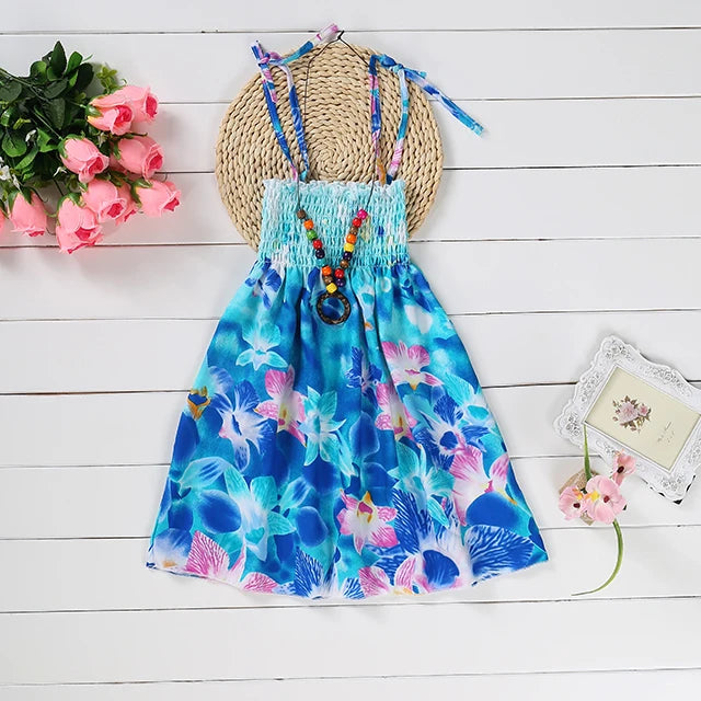 Floral Dress Sling Ruffles Bohemian Beach Princess Dresses for Girl Clothing