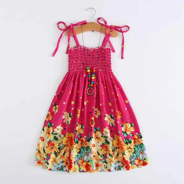 Floral Dress Sling Ruffles Bohemian Beach Princess Dresses for Girl Clothing