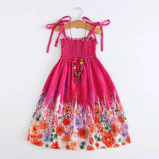 Floral Dress Sling Ruffles Bohemian Beach Princess Dresses for Girl Clothing