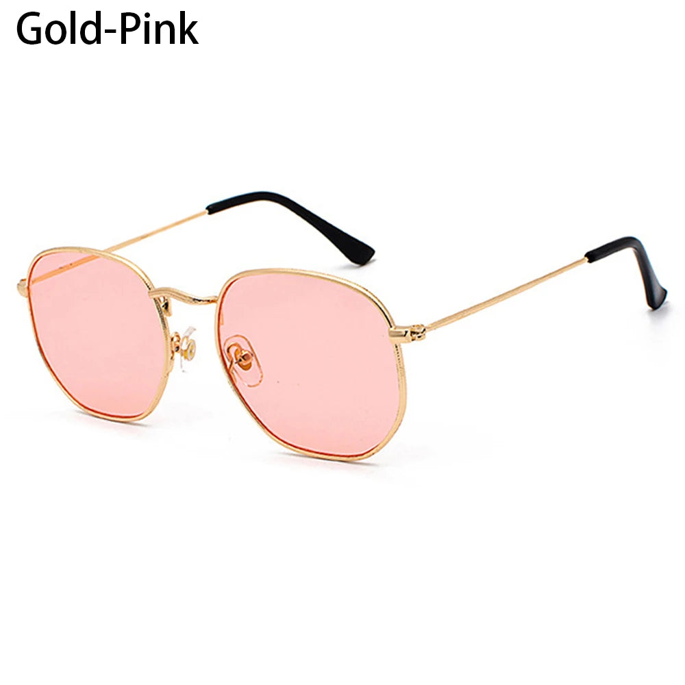 2021 Vintage Hexagon Sun Glasses Women Small Square Sunglases Men Metal Frame Driving Fishing Glasses UV400 Protection Eyewear