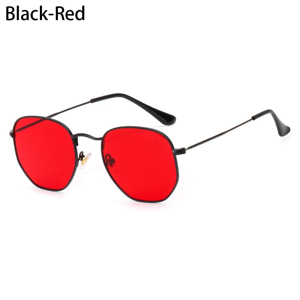 2021 Vintage Hexagon Sun Glasses Women Small Square Sunglases Men Metal Frame Driving Fishing Glasses UV400 Protection Eyewear