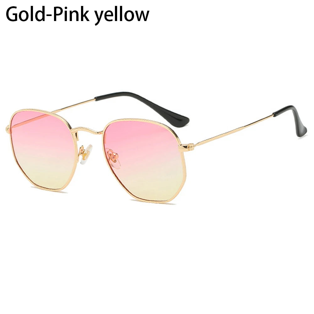 2021 Vintage Hexagon Sun Glasses Women Small Square Sunglases Men Metal Frame Driving Fishing Glasses UV400 Protection Eyewear