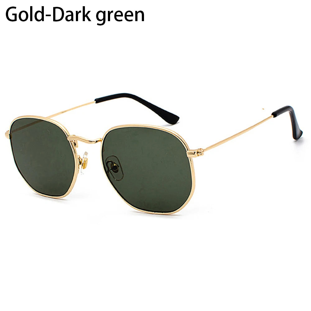 2021 Vintage Hexagon Sun Glasses Women Small Square Sunglases Men Metal Frame Driving Fishing Glasses UV400 Protection Eyewear