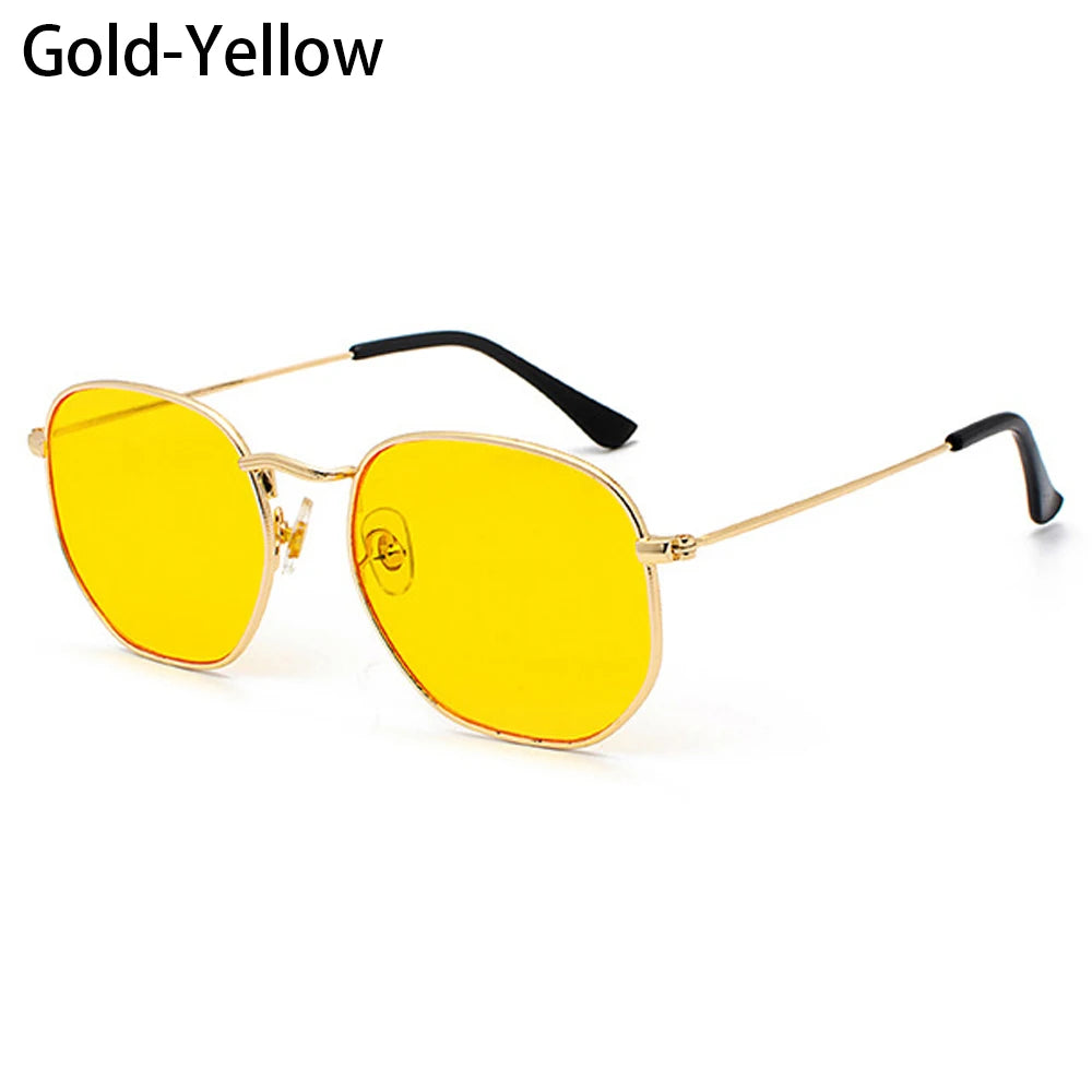 2021 Vintage Hexagon Sun Glasses Women Small Square Sunglases Men Metal Frame Driving Fishing Glasses UV400 Protection Eyewear