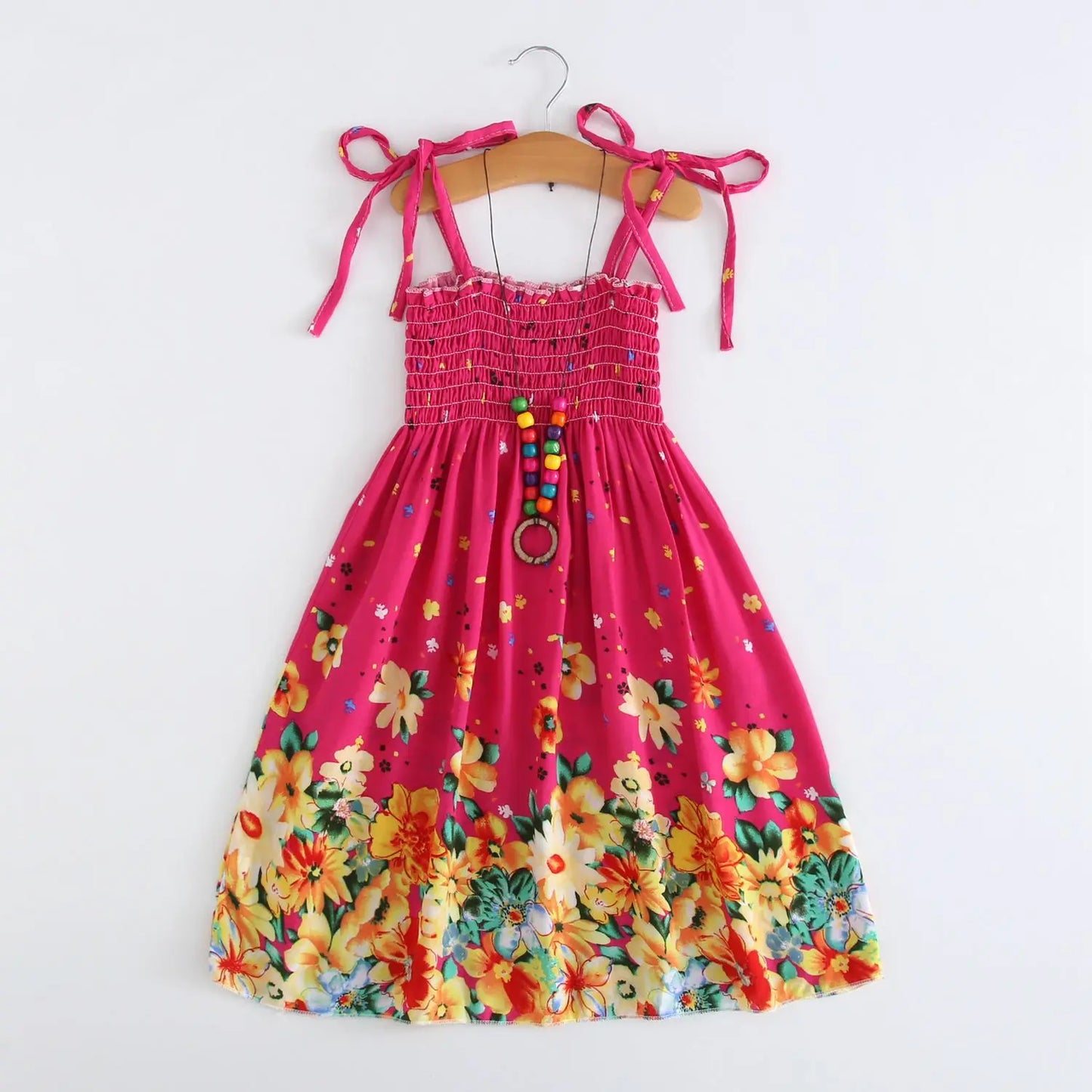 Floral Dress Sling Ruffles Bohemian Beach Princess Dresses for Girl Clothing