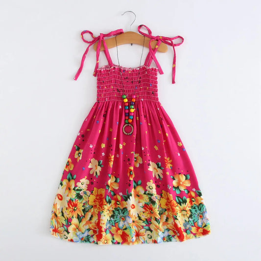 Floral Dress Sling Ruffles Bohemian Beach Princess Dresses for Girl Clothing
