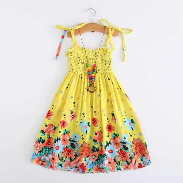 Floral Dress Sling Ruffles Bohemian Beach Princess Dresses for Girl Clothing