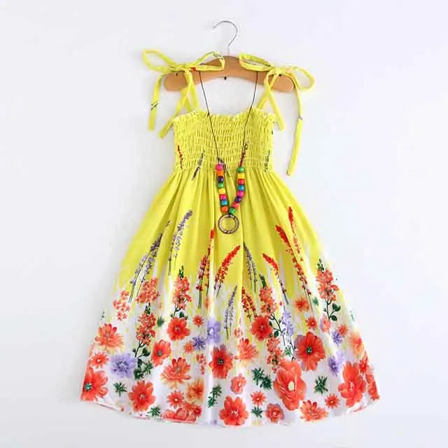 Floral Dress Sling Ruffles Bohemian Beach Princess Dresses for Girl Clothing