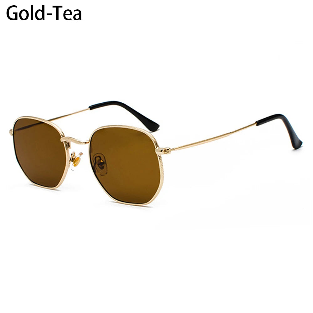 2021 Vintage Hexagon Sun Glasses Women Small Square Sunglases Men Metal Frame Driving Fishing Glasses UV400 Protection Eyewear