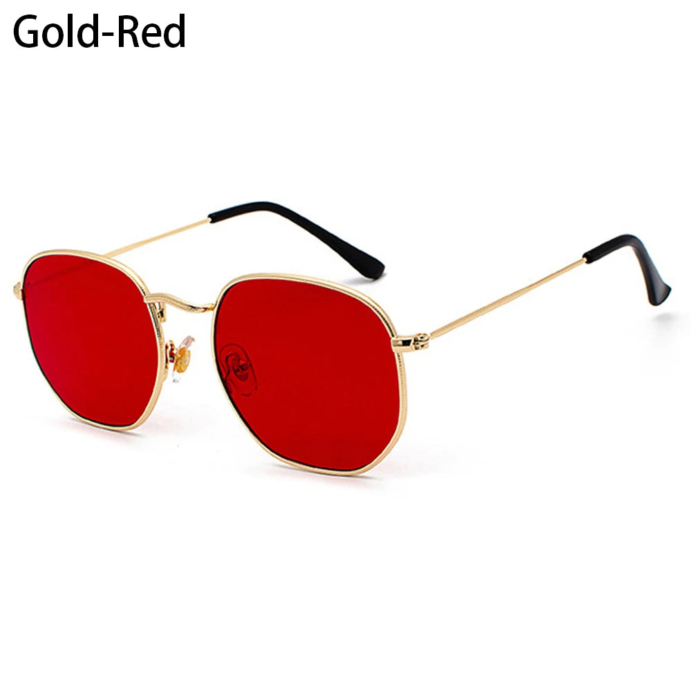 2021 Vintage Hexagon Sun Glasses Women Small Square Sunglases Men Metal Frame Driving Fishing Glasses UV400 Protection Eyewear