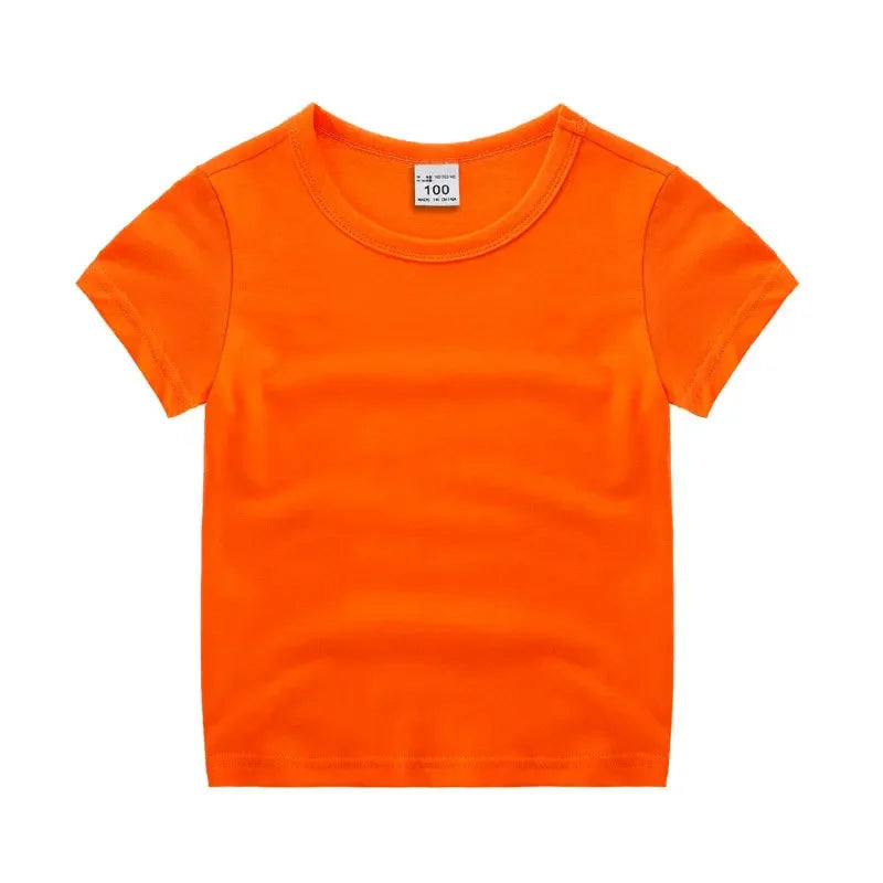 Summer Kids Short Sleeve T-Shirt Toddler Girls Cotton Colour Plain Tee Crewneck Boys T-Shirts Solid Tee Summer Children Clothes