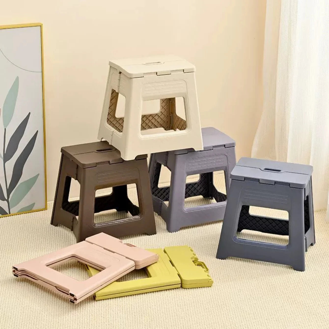 Folding Step Stool Lightweight Plastic Step Stool Foldable Step Stools