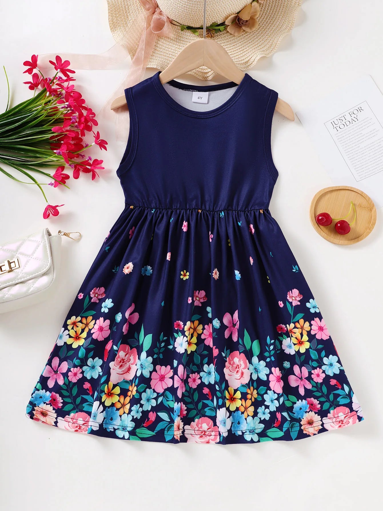 Kids Girl Summer New Sling Dress for Children Girl 4-7 Years
