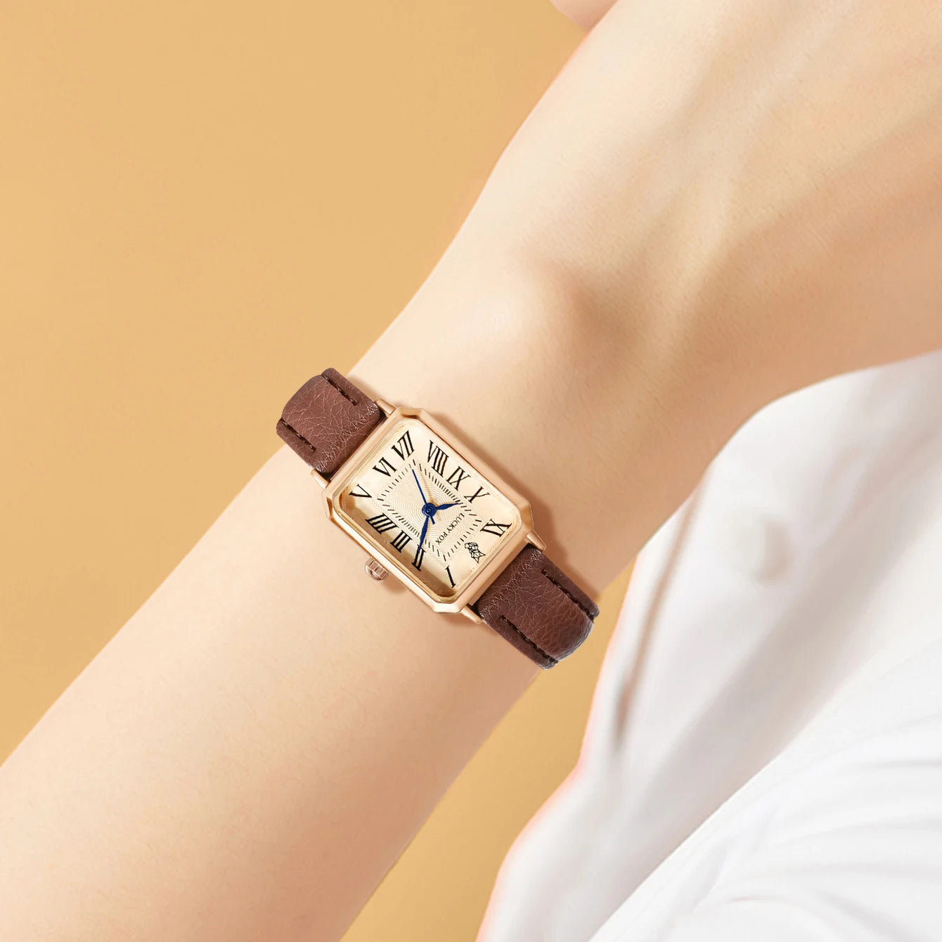 Digital Dial Casual Watches Square Leather Strap Fashionable Clock Quartz