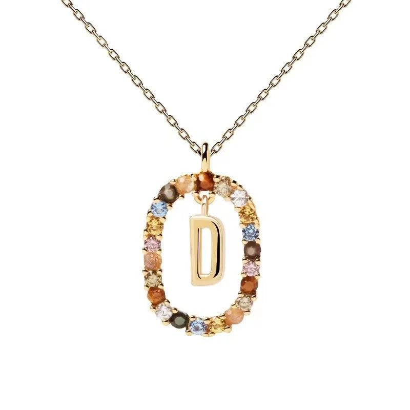 Creative A-Z Letter Pendant Women's Necklace Sweet Versatile Adjustable Chain Lobster Clasp Colorful Jewelry Popular 2026 Gift