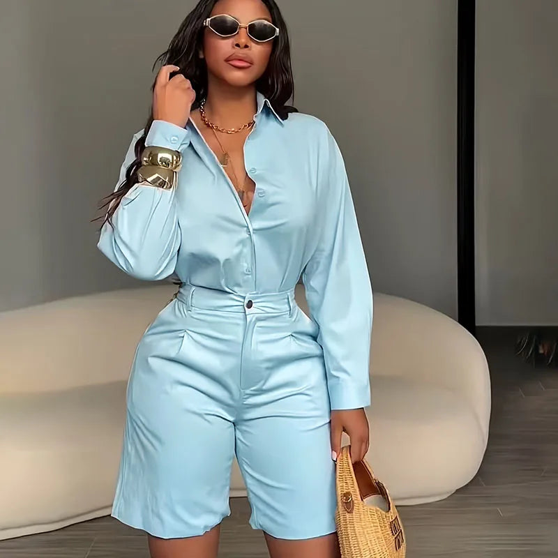 Doyerl Solid Elegant Fashion Two Piece