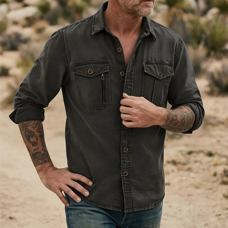 Fashion Mens Solid Color Cargo Shirt Linen Breathable Long Sleeve Buttoned Casual Shirts 2026 Spring Autumn Stylish Men Cardigan