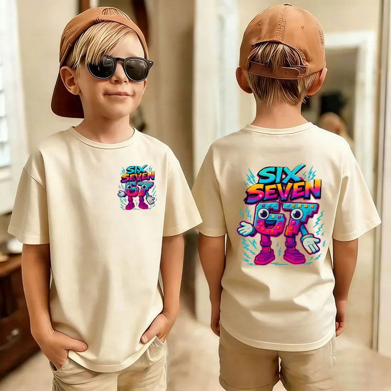 Cute Funny Six Seven Italian Brainrot 67 Number Graphic Print T-Shirt Boy/Girl Summer Short Sleeved Kids Tshirt Top Fan Gifts