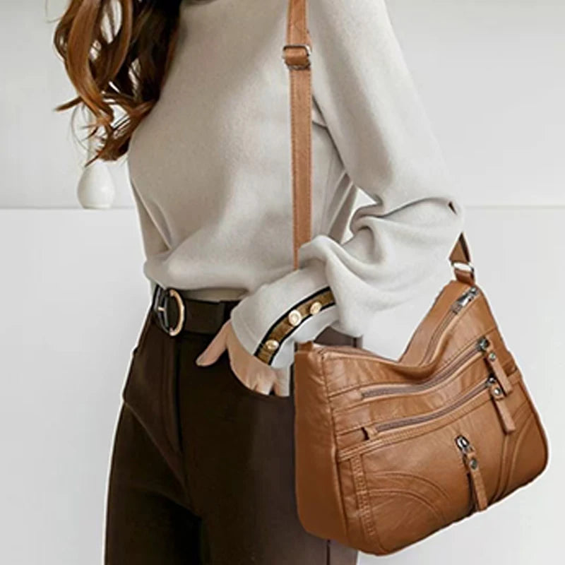 Fashion Women's Multi-color Leather Crossbody Bag for Daily Outings Commute Versatile Multi-pocket Stylish High-end Bag