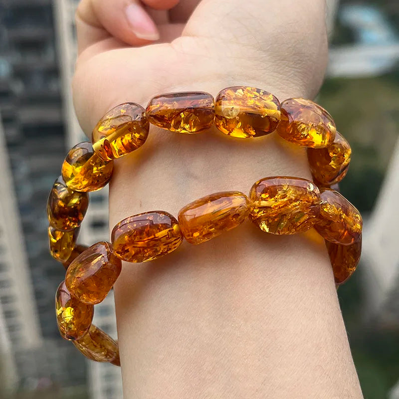 2026 New Natural Amber Bracelets for Women Trendy 100% Genuine Irregular Original Piebald Top Quality Baltic Real Fine Jewelry